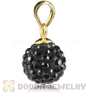 Gold Plated Silver 10mm Black Czech Crystal Pendants Wholesale