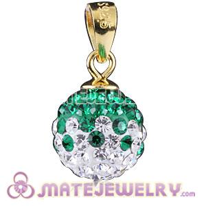Fashion Gold Plated Silver 10mm Green-White Czech Crystal Pendants 