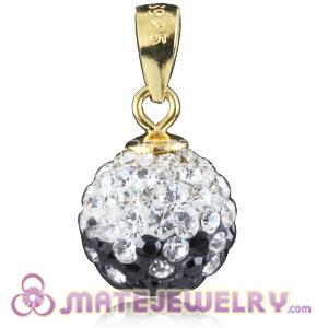 Fashion Gold Plated Silver 10mm Black-White Czech Crystal Pendants 
