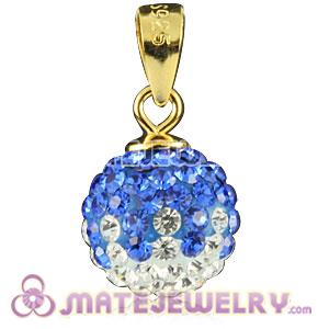Fashion Gold Plated Silver 10mm Blue-White Czech Crystal Pendants 