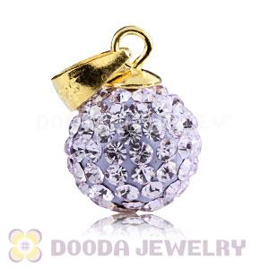Gold Plated Silver 10mm Lavender Czech Crystal Pendants Wholesale