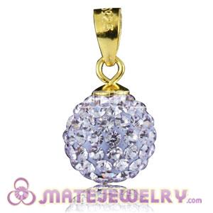 Fashion Gold Plated Silver 10mm Lavender Czech Crystal Pendants 