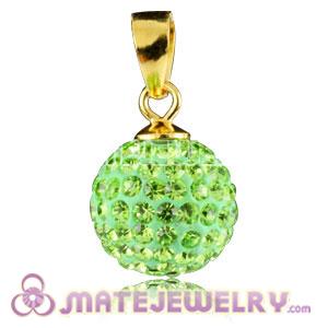 Fashion Gold Plated Silver 10mm Lime Czech Crystal Pendants 