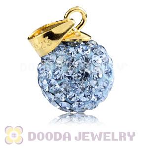 Gold Plated Silver 10mm Blue Czech Crystal Pendants Wholesale