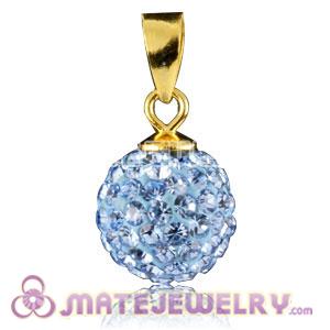 Fashion Gold Plated Silver 10mm Blue Czech Crystal Pendants 