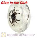 Painted Zodiac Cancer Fluorescent European Glass Beads in 925 Silver Core
