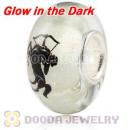Painted Zodiac Sagittarius Fluorescent European Glass Beads in 925 Silver Core