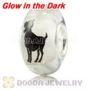 Painted Zodiac Aries Fluorescent European Glass Beads in 925 Silver Core
