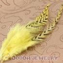 Natural Striped Yellow Grizzly Rooster Feather Hair Extensions Wholesale