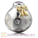 Gold Plated Sterling Silver Christmas Ball Beads With Purple Stone