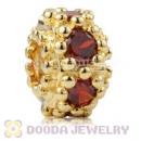 Gold Plated Sterling Silver Charm Beads With Orange Stone