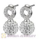 10mm Czech Crystal Ball Earrings With Sterling Silver Inlay CZ Stone Hook