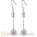 10mm Czech Crystal Ball Dangle Earrings With Sterling Silver Inlay CZ Hook