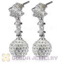 10mm Czech Crystal Ball Dangle Earrings With Sterling Silver Inlay CZ Hook