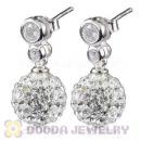 10mm Czech Crystal Ball Earrings With Sterling Silver Inlay CZ Stone Hook