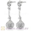 10mm Czech Crystal Ball Dangle Earrings With Sterling Silver Inlay CZ Hook