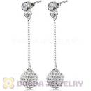 10mm Czech Crystal Ball Dangle Earrings With Sterling Silver Inlay CZ Studs