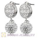 10mm Czech Crystal Ball Dangle Earrings With Sterling Silver Inlay CZ Studs