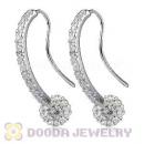 8mm Czech Crystal Ball Earrings With Sterling Silver Inlay CZ Stone Hook