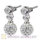 8mm Czech Crystal Ball Earrings With Sterling Silver Inlay CZ Stone Studs