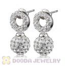 8mm Czech Crystal Ball Earrings With Sterling Silver Inlay CZ Stone Studs