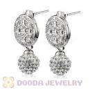 8mm Czech Crystal Ball Earrings With Sterling Silver Inlay CZ Stone Studs