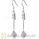 8mm Czech Crystal Ball Dangle Earrings With Sterling Silver Inlay CZ Hook