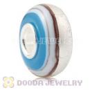 White Ribbon Silver Foil Glass Charm Beads With Sterling Silver Single Core