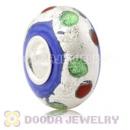 Colored Dots Silver Foil Glass Charm Beads With Sterling Silver Single Core