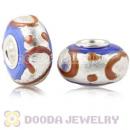 Brown Ribbon Silver Foil Glass Charm Beads With Sterling Silver Single Core