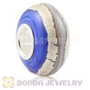 White Ribbon Silver Foil Glass Charm Beads With Sterling Silver Single Core
