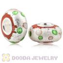 Colored Dots Silver Foil Glass Charm Beads With Sterling Silver Single Core