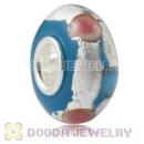Colored Dots Silver Foil Glass Charm Beads With Sterling Silver Single Core
