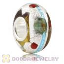 Colored Dots Silver Foil Glass Charm Beads With Sterling Silver Single Core
