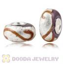 Coffee Ribbon Silver Foil Glass Charm Beads With Sterling Silver Single Core