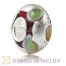 Colored Dots Silver Foil Glass Charm Beads With Sterling Silver Single Core
