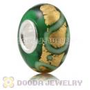 24K Gold Foil Green Glass Beads Wholesale With Sterling Silver Single Core