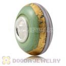 24K Gold Foil White Ribbon Glass Beads Wholesale With Sterling Silver Single Core
