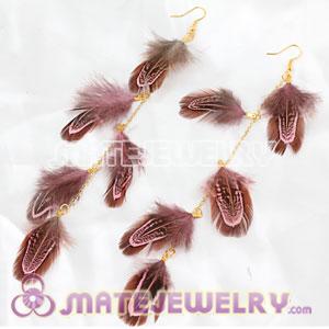 Big Pink Extra Long Feather Earrings For Sale