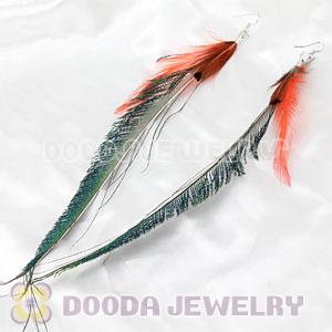 Cheap Green Extra Long Feather Earrings Wholesale