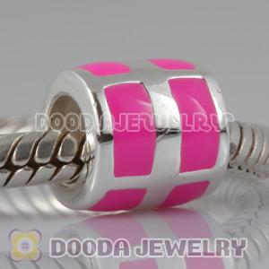 925 Sterling Silver European Style Beads Enamel Pink