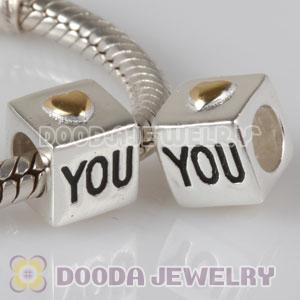 Gold Plated Love European Style 925 Silver Beads Love You