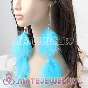 Fashion Cyan Fluffy Extra Long Feather Earrings For Sale