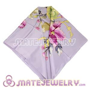 Floral Large Square Silk Neck Scarves 105×105CM Hand Painted Silk Scar