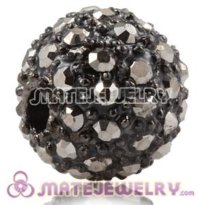 10mm Sambarla Style Handmade Alloy Beads With Grey Crystal 