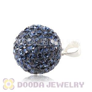 14mm Sterling Silver Blue Czech Crystal Pendants Wholesale