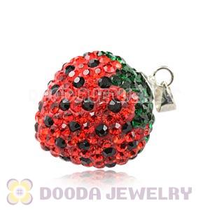 18X19mm Sterling Silver Czech Crystal Strawberry Pendants Wholesale