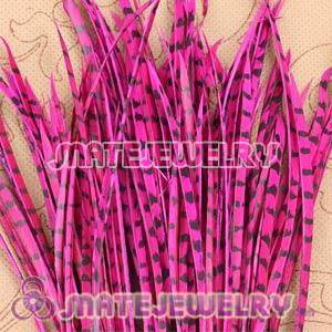Wholesale Magenta Striped Goose Biots Loose Feather Hair Extensions 