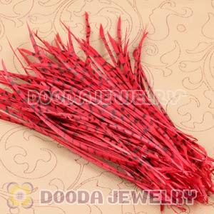 Red Striped Goose Biots Loose Feather Hair Extensions Wholesale