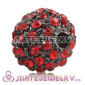 10mm Sambarla Style Handmade Alloy Beads With Red Crystal 